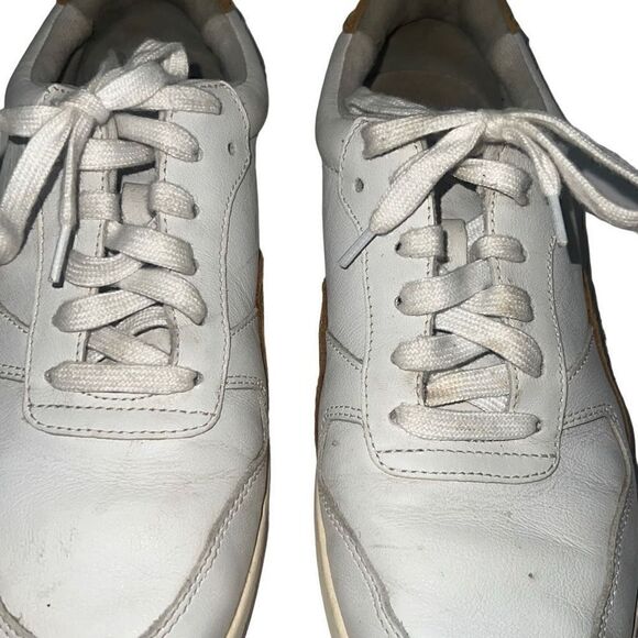 Everlane Tread ReLeather Court Sneaker White Mustard Lace Up Low Leather Sz 8.5 - Picture 7 of 9
